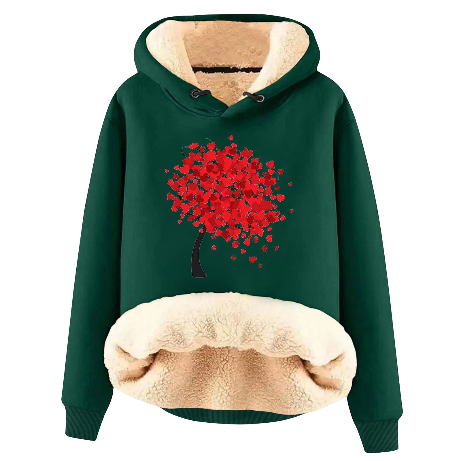 Fleece-Lined Warm Loose Hooded Pullover Sweatshirt