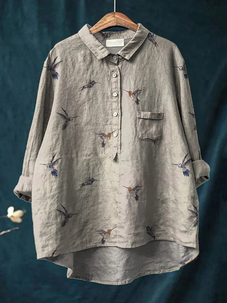 Graffiti Printing Lapel Single Breasted Long Sleeve Shirt