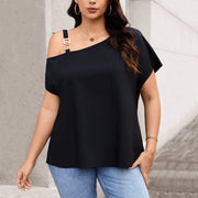 Slim Fit Single-Shoulder Button Tee – Black Street‑Hipster Top