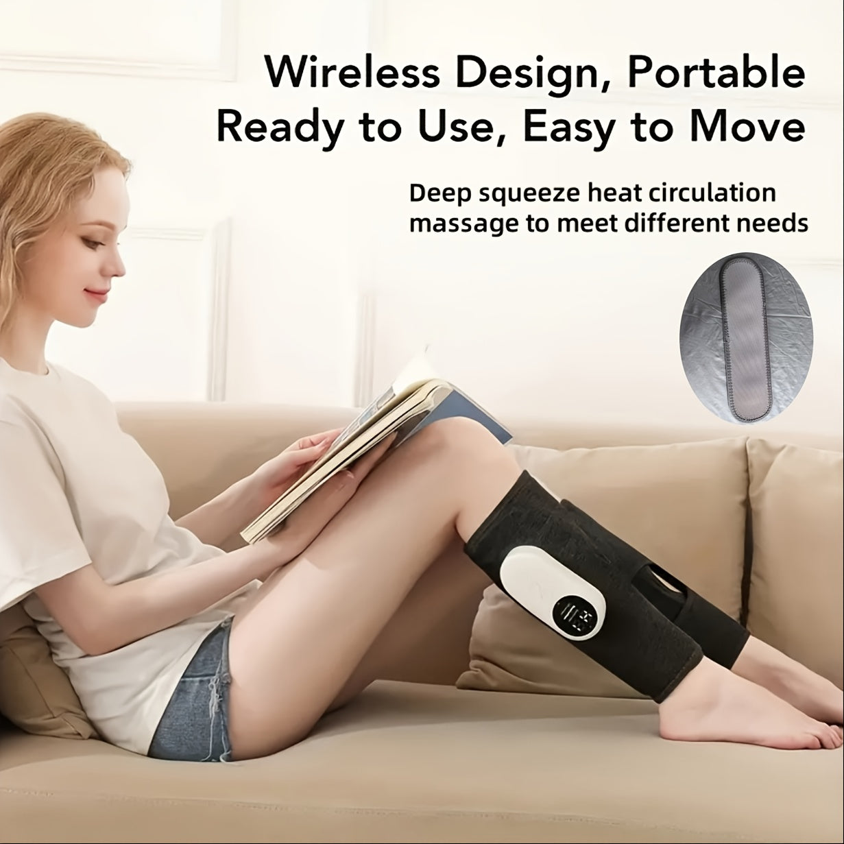 Leg Massager for Circular Calf Press, Air Compression Massager, 3 Intensities, Easy to Use, for Feet, Legs, Thighs And Knees, Cordless Leg Massager, Christmas, Mother'S Day And Father'S Day Gift.