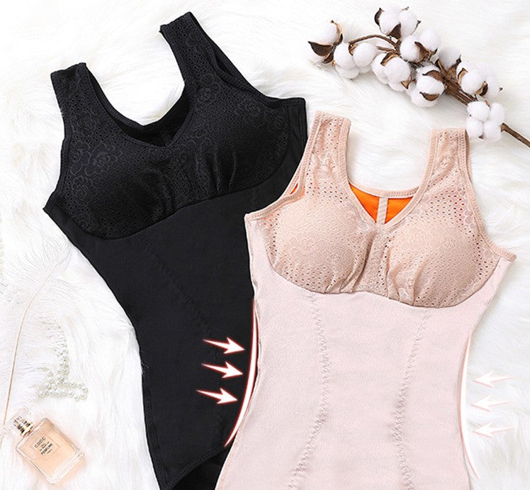 Brassiere bodysuit with plush for warmth and thickening