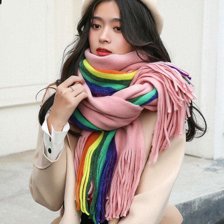Cozy Wild Student Shawl - Gradient Stripes