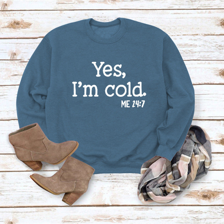Letter Print Round Neck Long Sleeve Pullover Sweatshirt