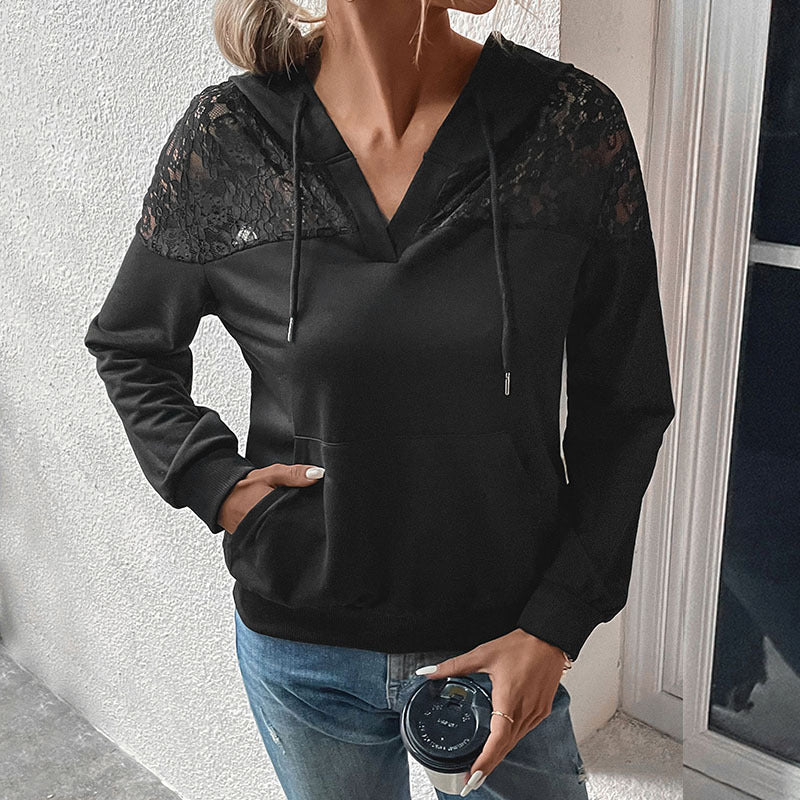 Cozy Black Long Sleeve Women's Hoodie Sweater