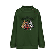Cartoon Turtleneck Buttons Christmas Printed Sweater For Women