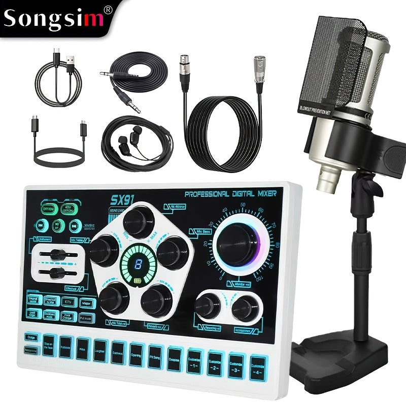 Portable Podcast Streaming Kit with USB Microphone and Adjustable Stand