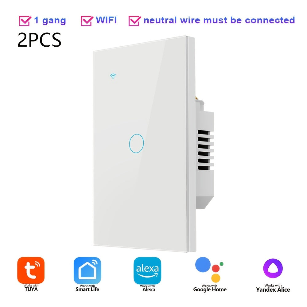 2-Pack Smart Wi-Fi Light Switch with Voice Control, US Standard, 1-4 Gang