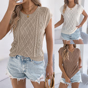 Hollow-out Twist Bat Sleeve Loose Knit Sweater Women's Clothing