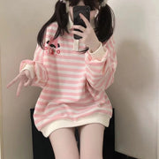 Chic Color-Block Casual Loose Fit Student Hoodie