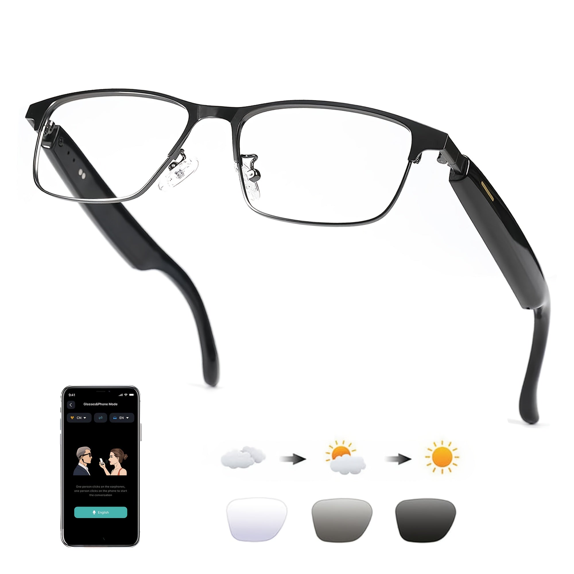 AI Smart Glasses, Smart Glasses with 160+ Languages Real Time Translation Support, Chat GPT System, OICIIDO New Multi-functional Audio Glasses for Men And Women, Built-in Microphone And Speaker...