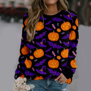 Women's Halloween Print Long Sleeve Casual Round Neck Sweater