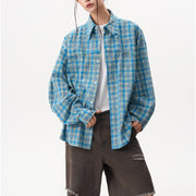 American-style Trendy Plaid Long-sleeve Shirt Jacket