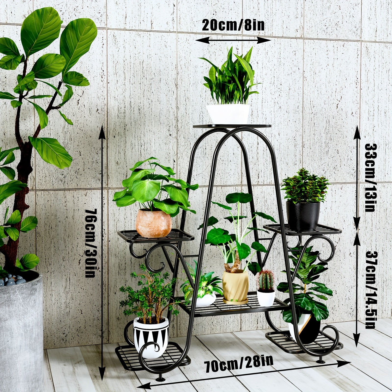 Metal Plant Shelf, Plant Stand Indoor Outdoor Flower Pot Holder Display Racks