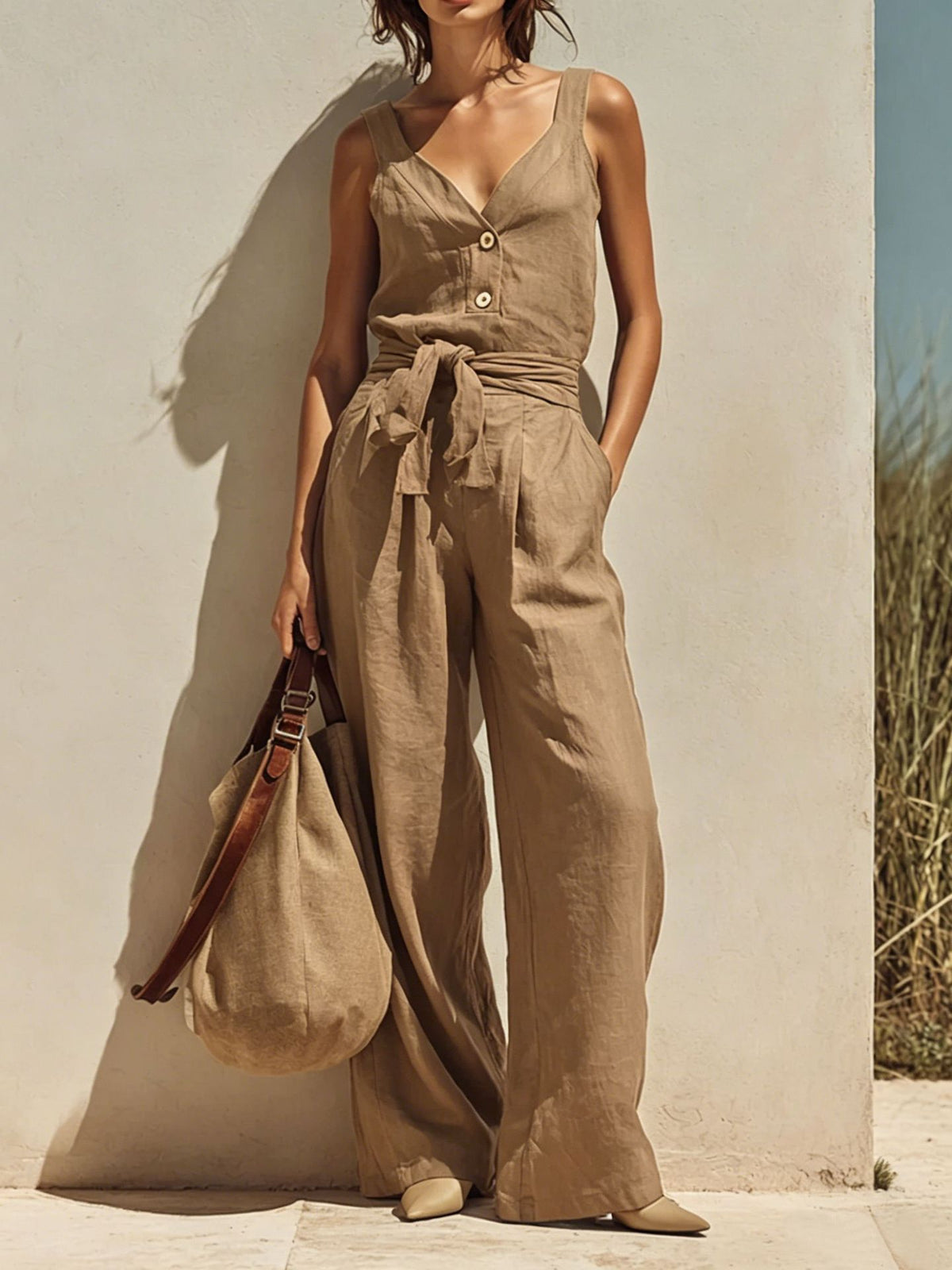 Chic Loose-Fitting Sleeveless Strap Jumpsuit