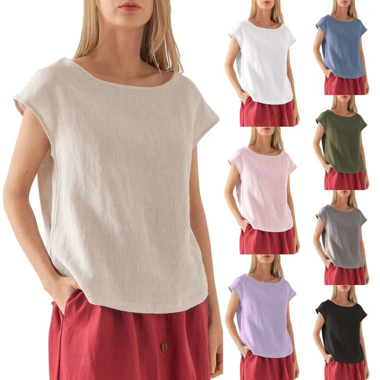 Lightweight Linen Short Sleeve Tee – Loose Fit, European Style