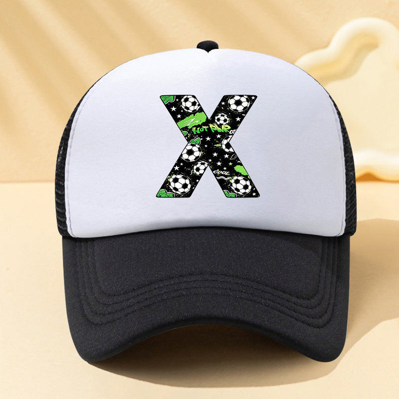 Football Letter Mesh Trucker Cap for Kids in Summer Colors