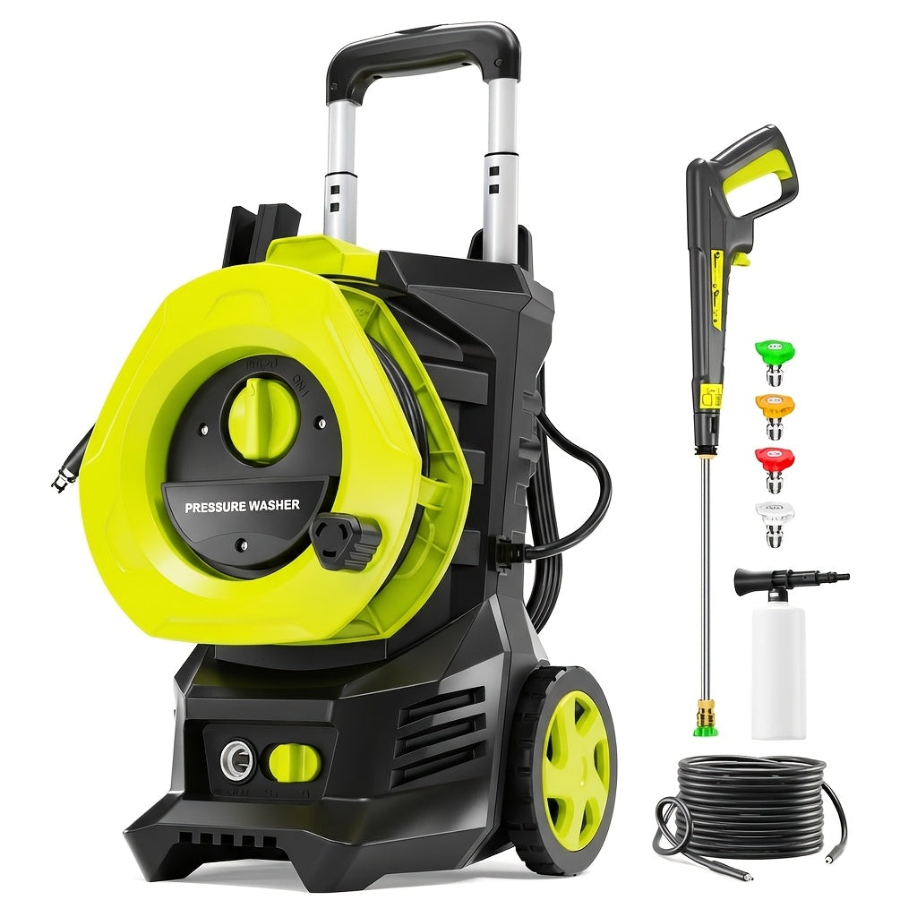 Electric Pressure Washer with 25 ft Hose, 4 Nozzles and Foam Cannon – 4800 PSI, 2.6 GPM, Metal Construction, US Plug, Blue & Yellow