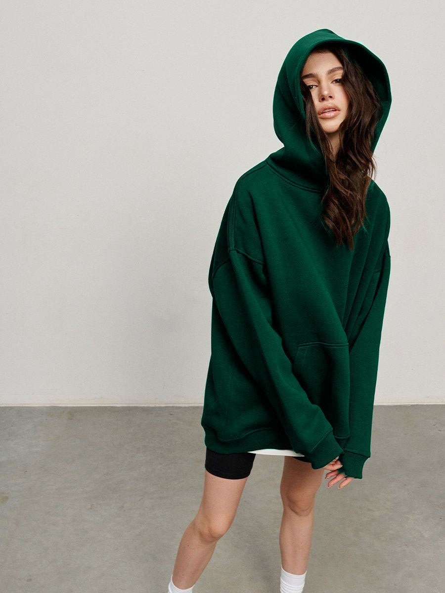 Cozy Fleece-Lined Kangaroo Pocket Drawstring Hoodie