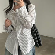 Classic Striped Long Sleeve Lapel Shirt