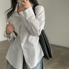Classic Striped Long Sleeve Lapel Shirt