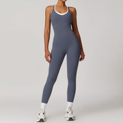 Fake Two-piece Contrast Color Sling Sports Jumpsuit
