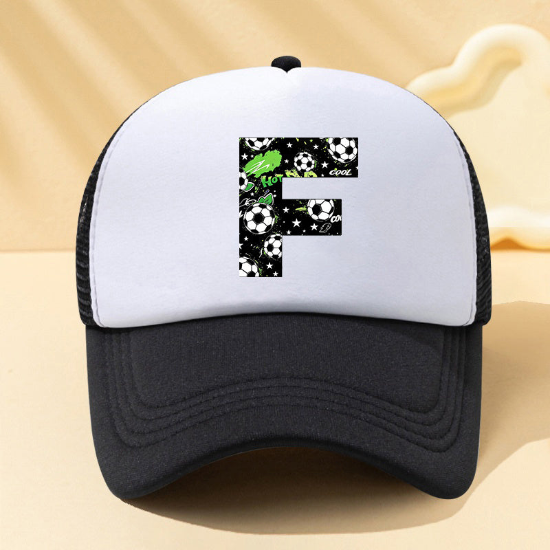 Football Letter Mesh Trucker Cap for Kids in Summer Colors