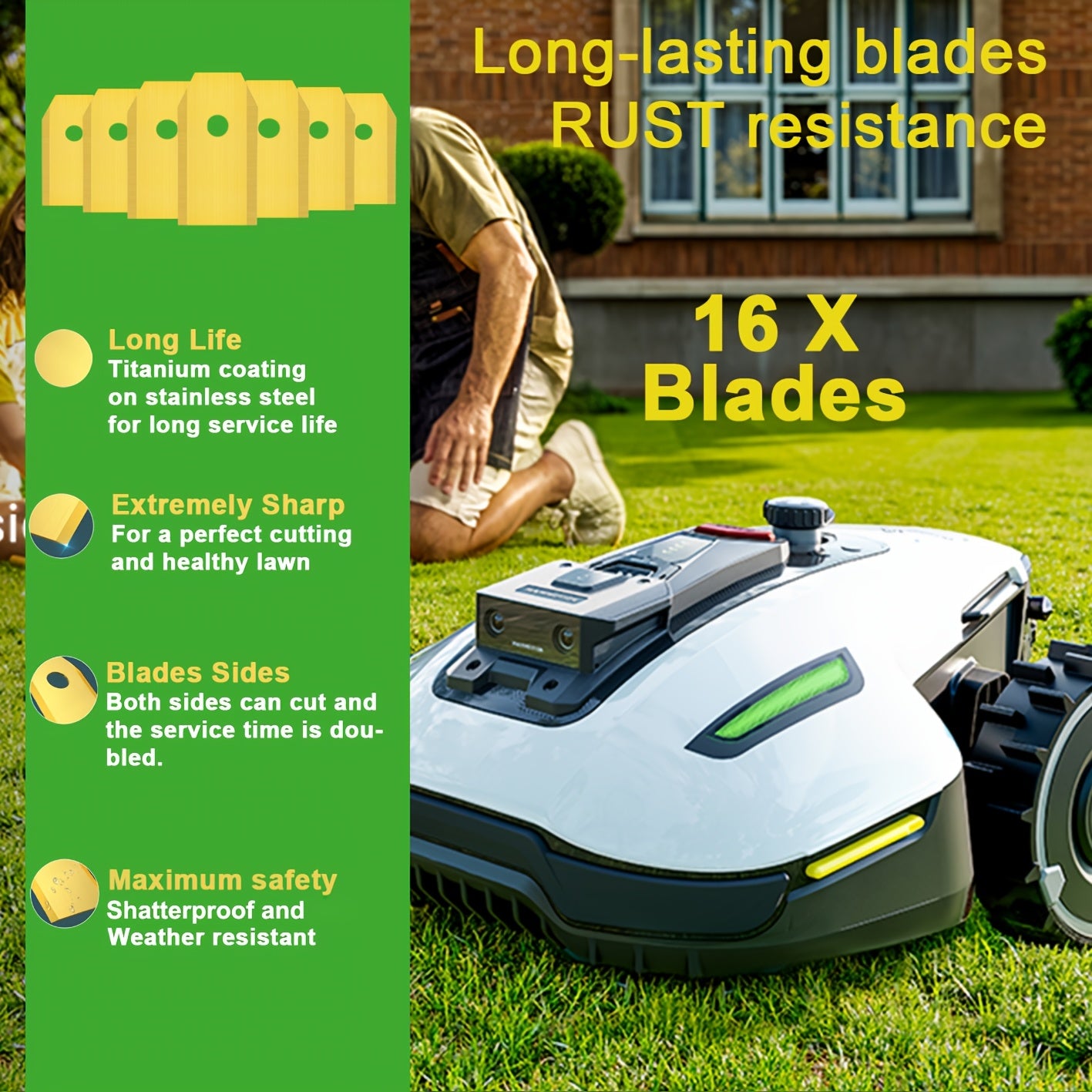 16/32‑Piece Replacement Blade Set for Luba and YUKA Series Robot Mowers, Includes Screws