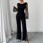 Elegant Lace Long-Sleeve Bodycon Jumpsuit