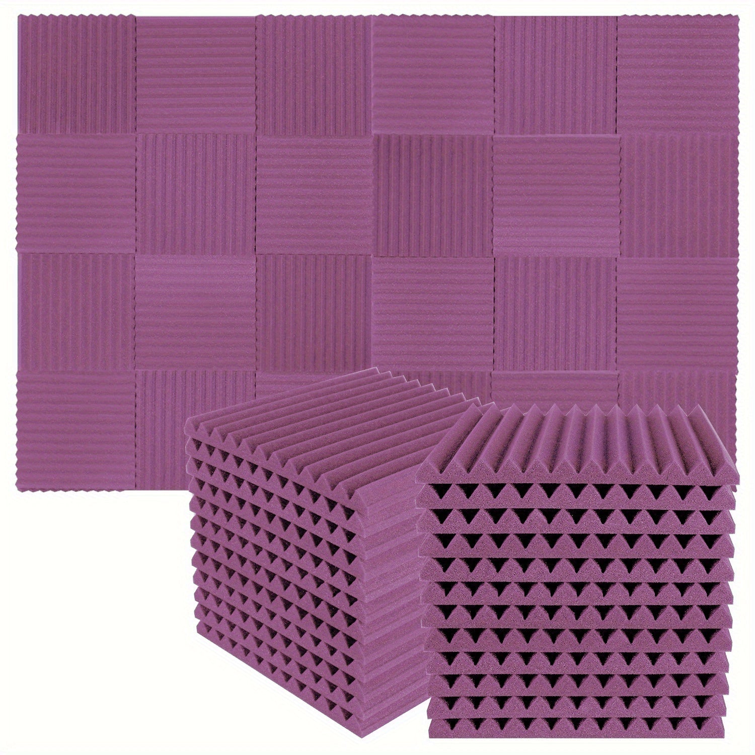 50‑Piece Acoustic Foam Wedge Panels – 1″ × 12″ × 12″, 20 kg/m³ Density, Multi‑Color