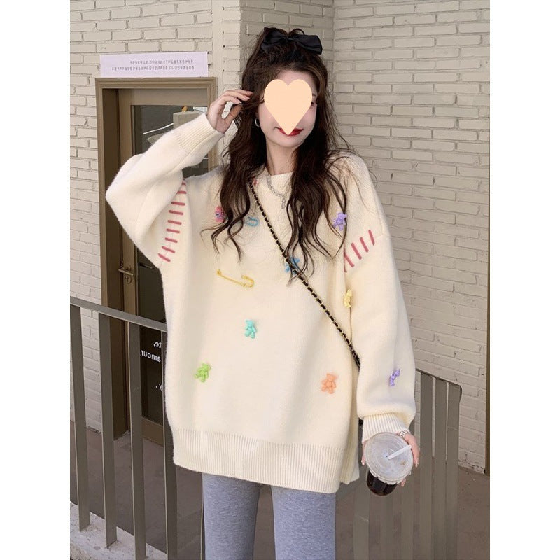 Loose and Lazy Style Pullover Women's Design Sweater Top