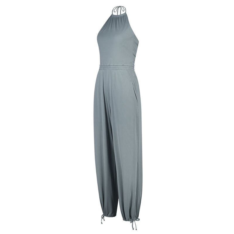 Backless Halter Active Romper for Fitness & Yoga