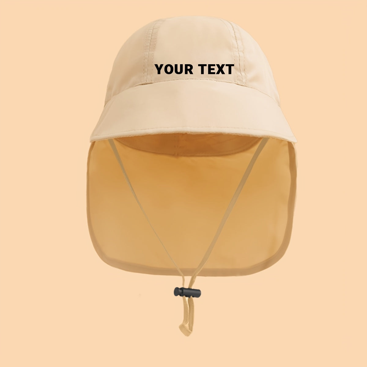 Kids Custom Bucket Hat with Neck Flap, Personalized Name/Date/Inspirational Word, Wide Brim, Adjustable Strap, 5-11 Years