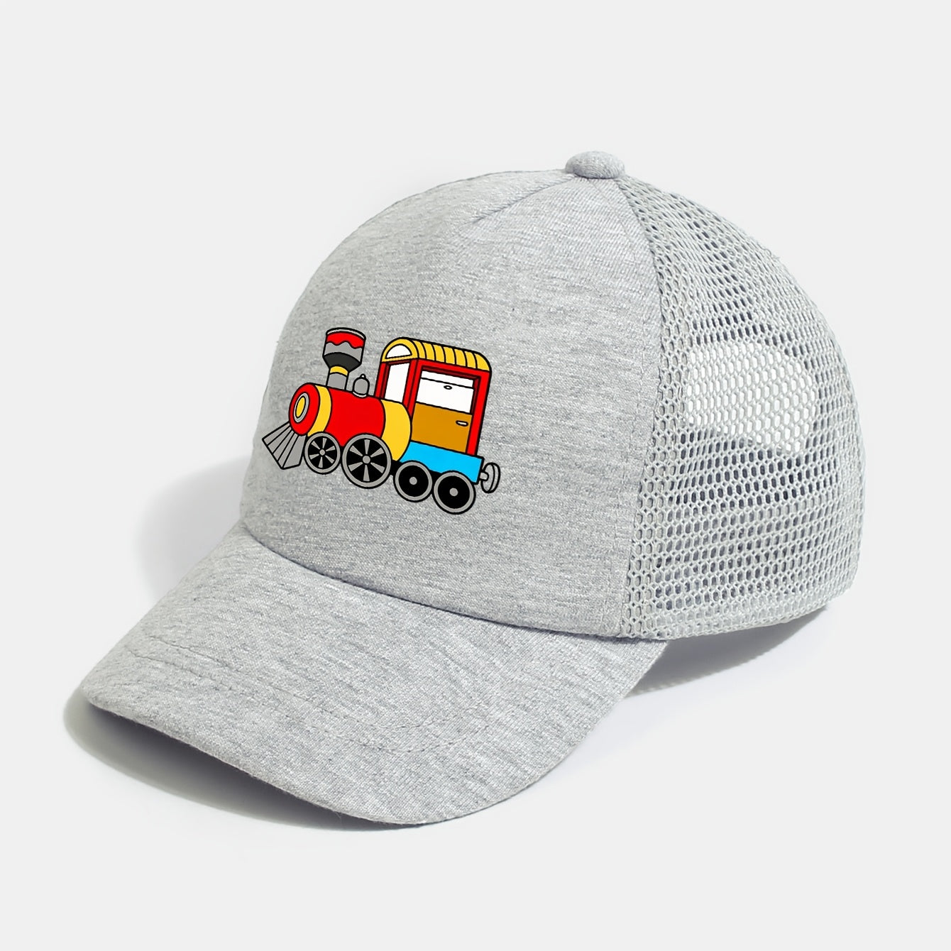 Mesh Baseball Cap with Train Hot Stamp Design