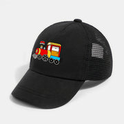 Mesh Baseball Cap with Train Hot Stamp Design