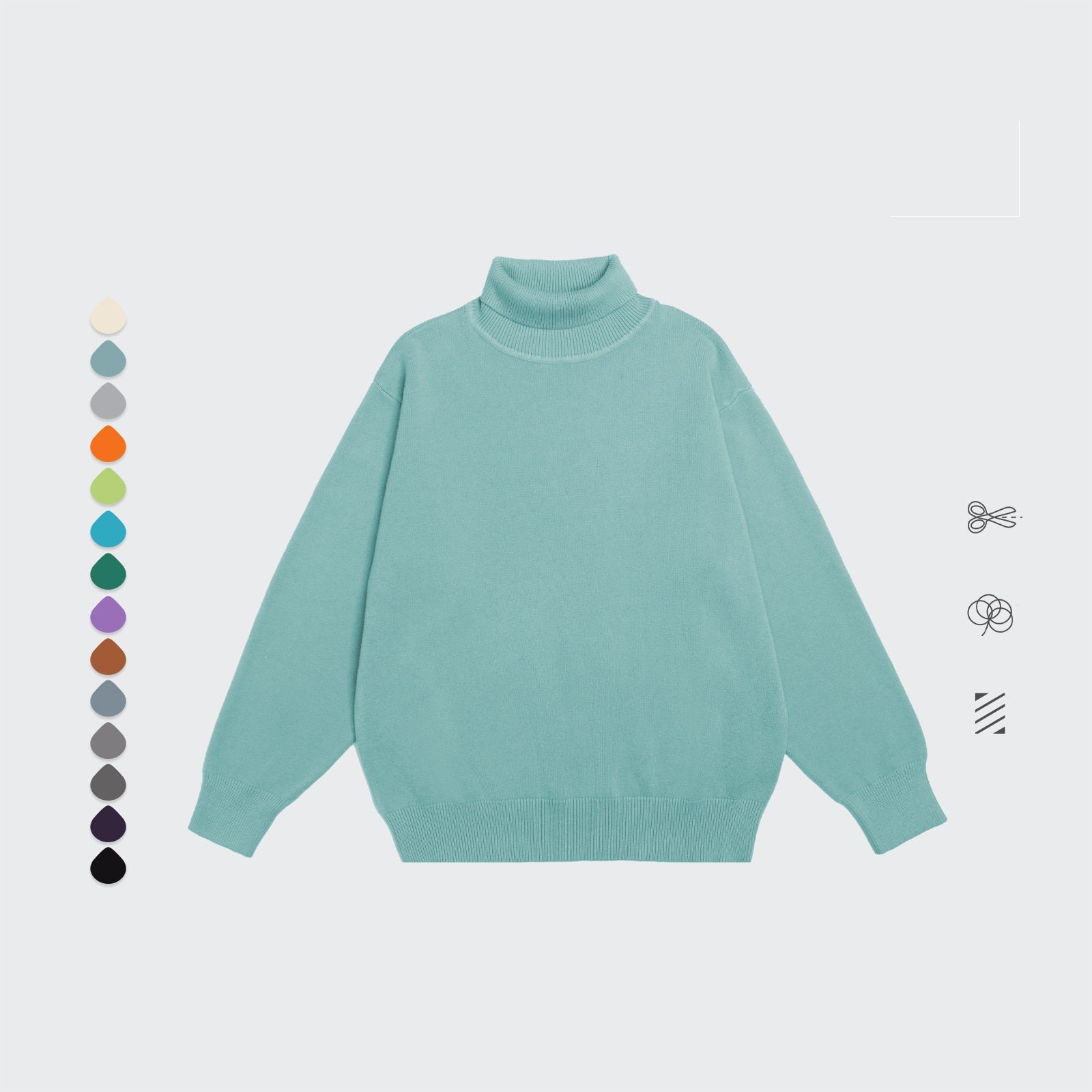 Core Spun Loose High Neck Sweater Solid Color Knitwear