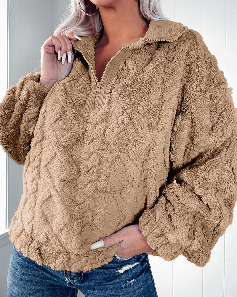 Cozy Half-Zip Fleece Sweatshirt for Women