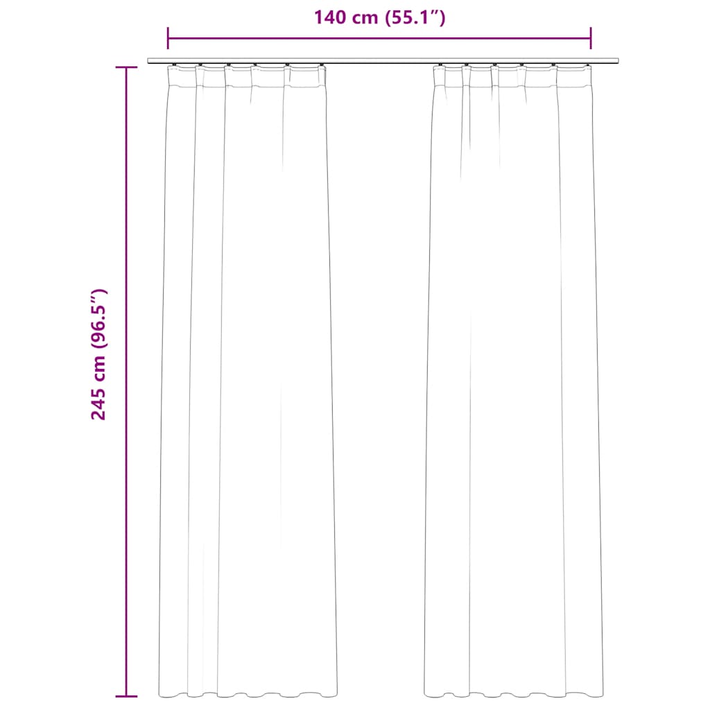 Blackout Curtains with Hooks, 2 Pieces, Velvet