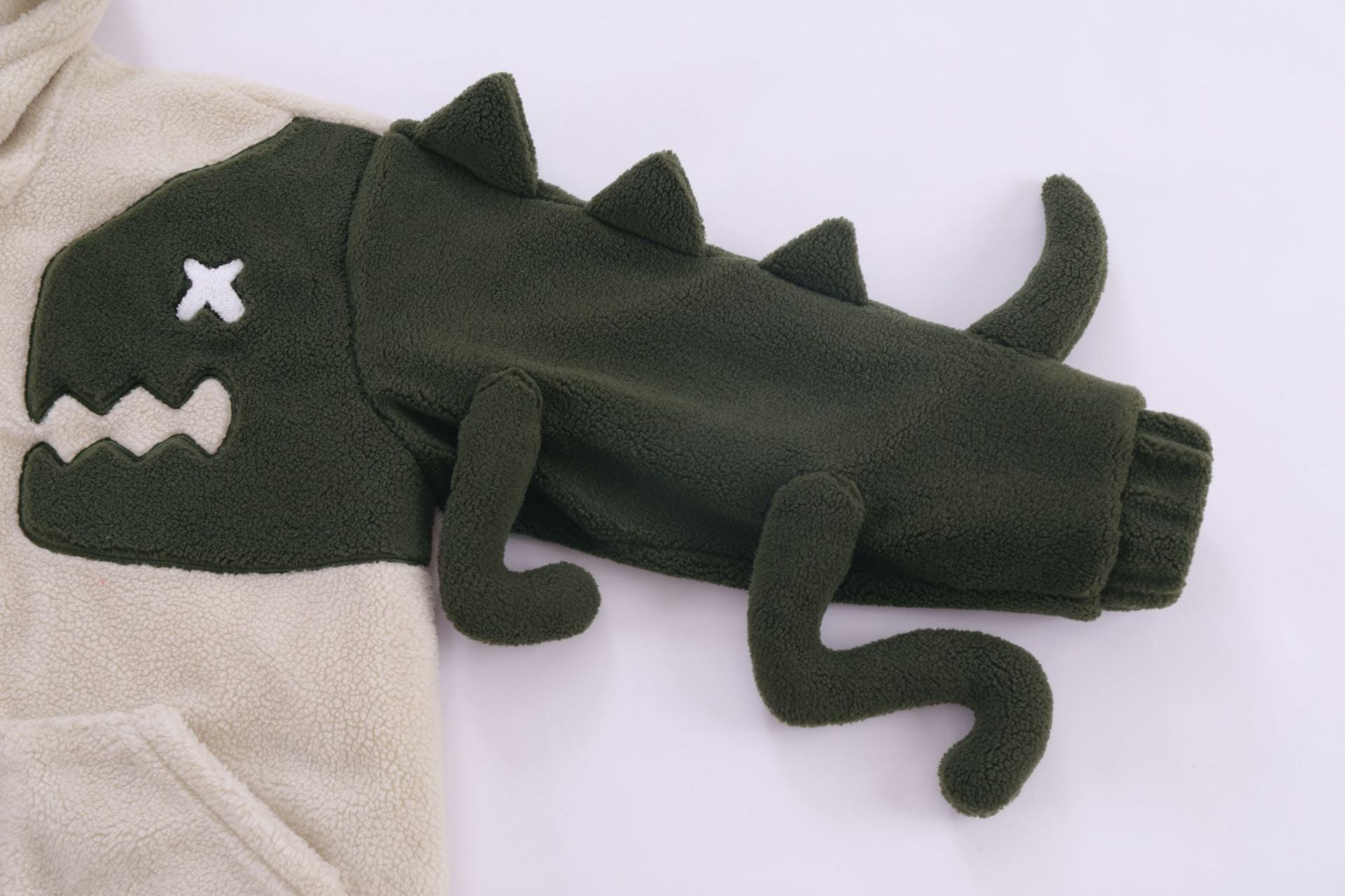 Design Sense Dinosaur Spliced Lamb Wool Coat Female