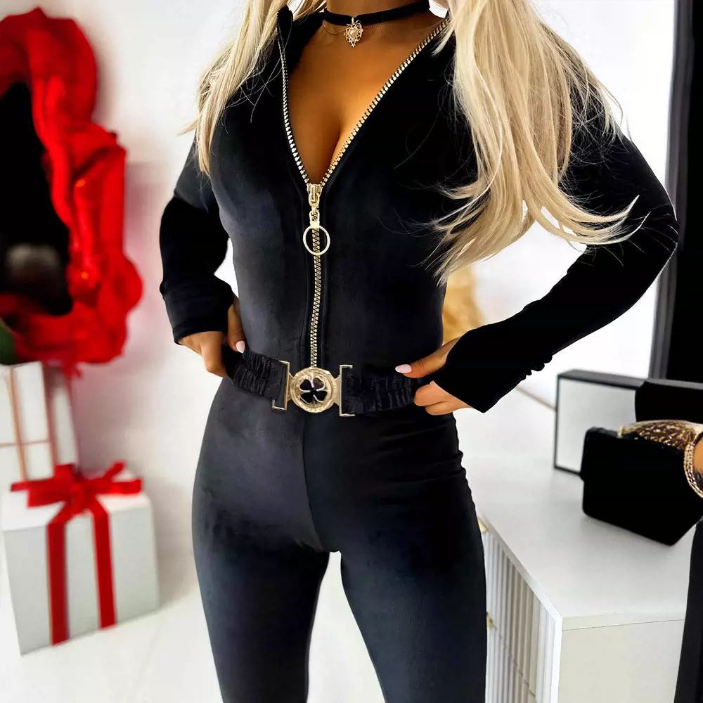 Women's Slim Fit Zipper Bodysuit