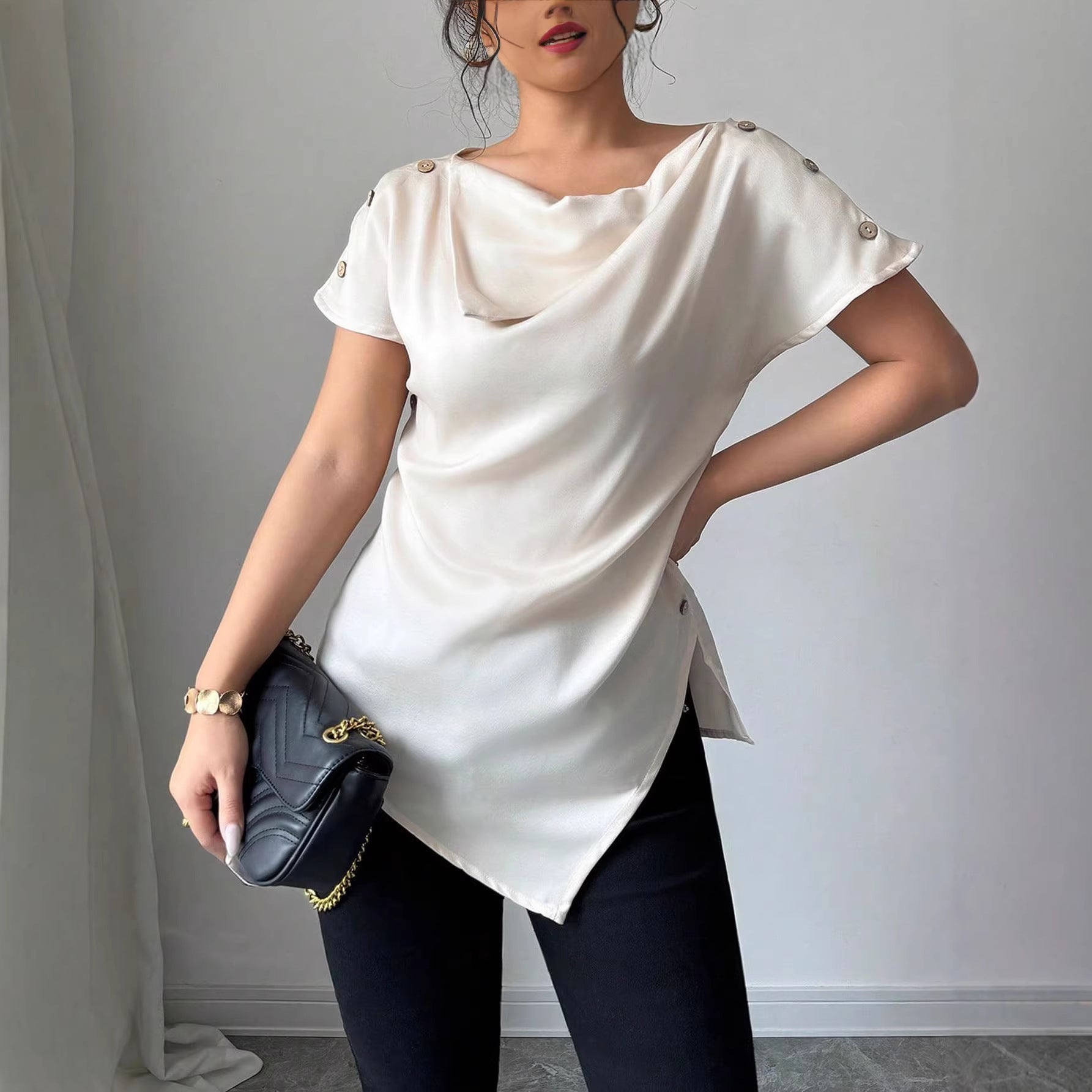 Apricot Off-Shoulder Top – Loose Fit, Casual Chic