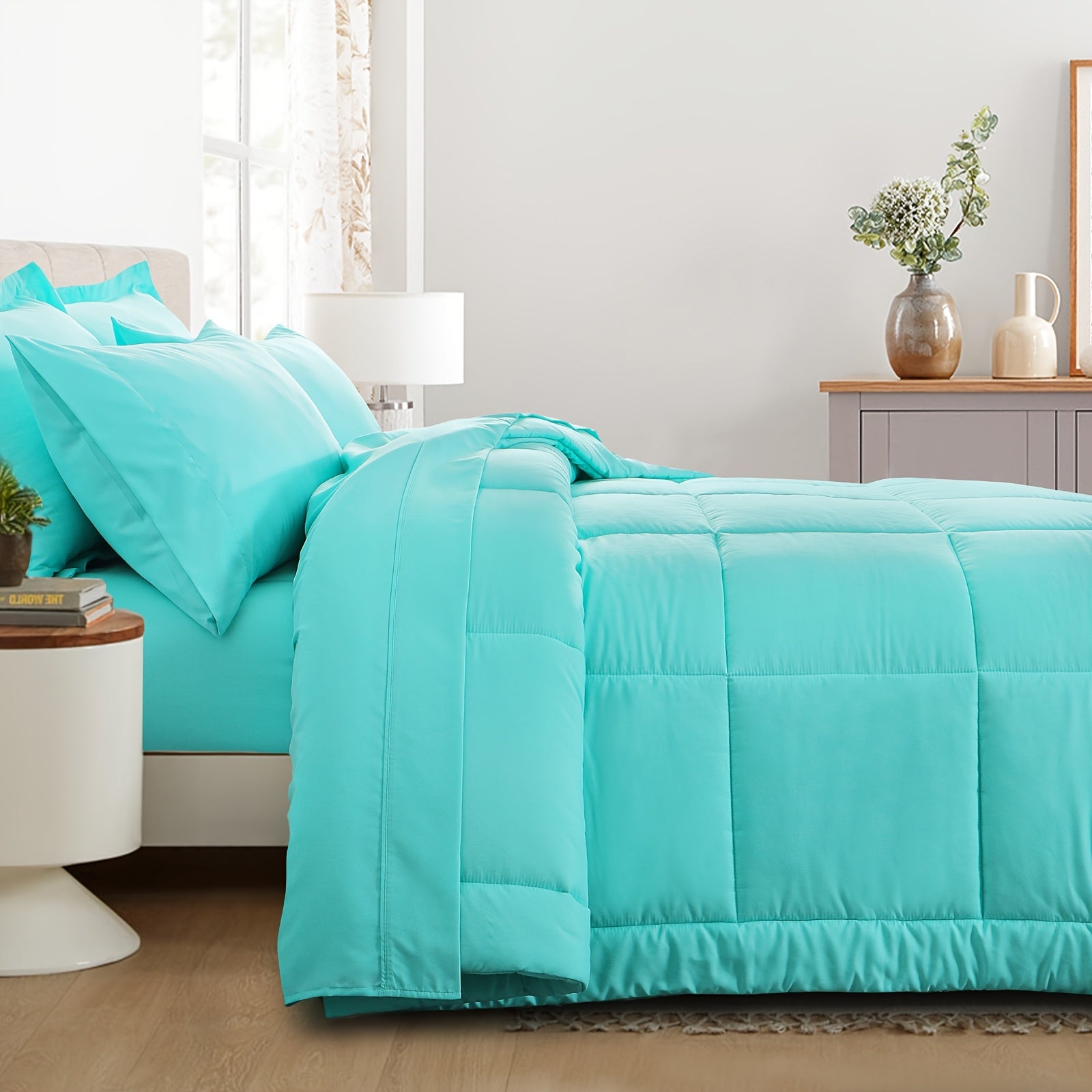 7pcs Ultra-Soft Bed In A Bag, Down Alternative Bedding Sets With All Season Quilted Comforter, Flat Sheet, Fitted Sheet, Pillowcases -Gifts For The Family And Friends