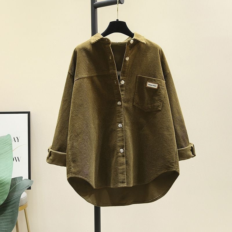 Thickened Corduroy Long-Sleeve Shirt For Women