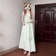 Womens Cinched-waist, Off-shoulder Mint-green Tube Dress