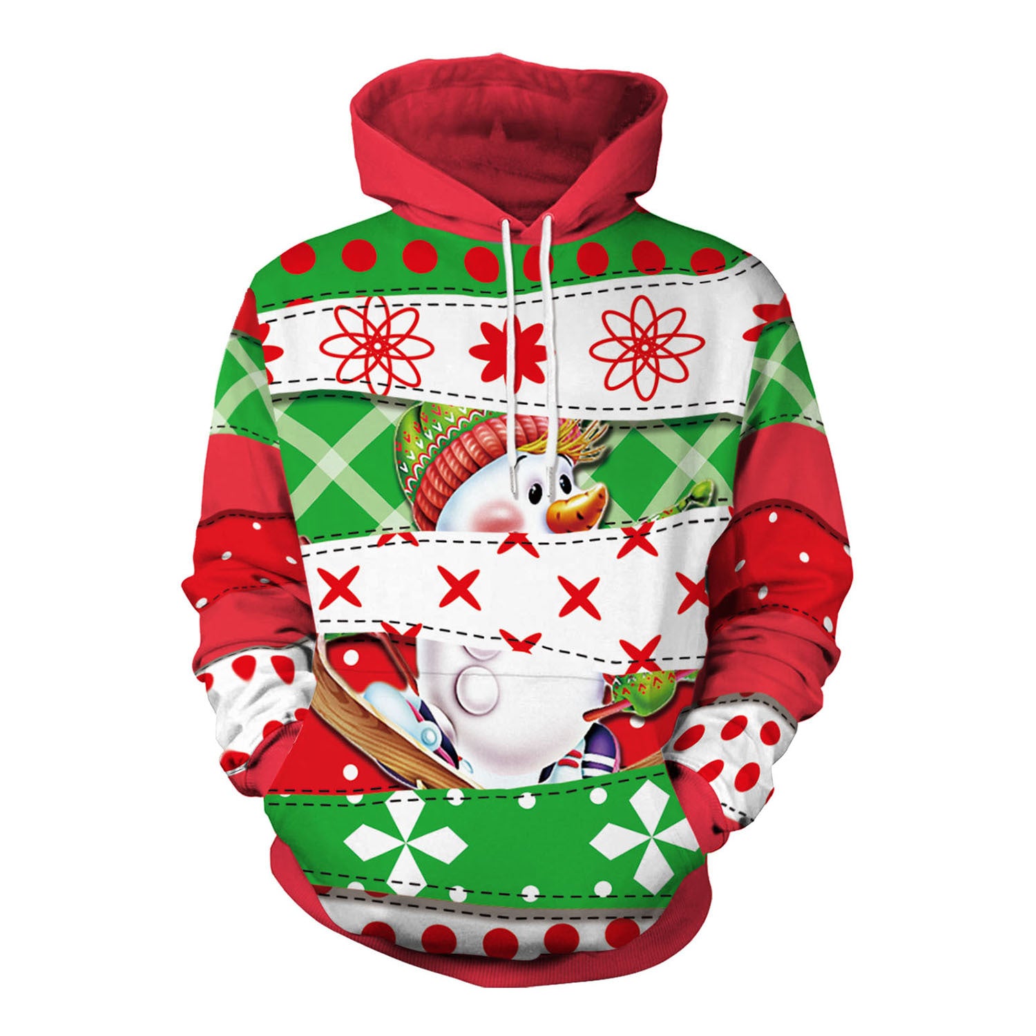 Women's Festive Christmas Hooded Digital Print Loose Sweatshirt