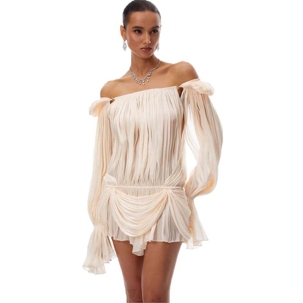 New European and American-style Sweet, Girly Off-shoulder Sexy Dress for Women