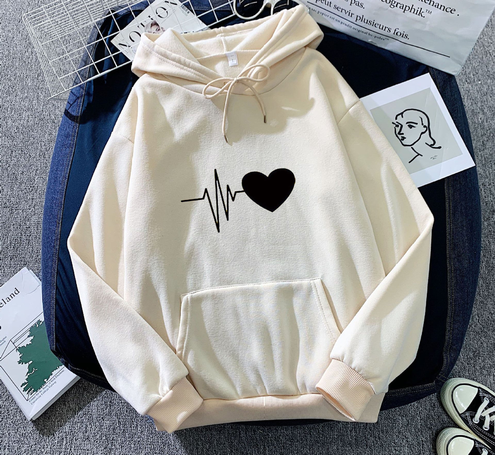 Cozy Fleece-Lined Loose Winter Hoodie for Women