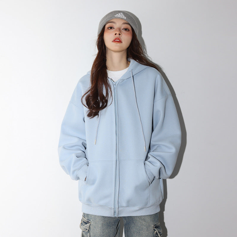 Casual Unisex Cotton Cardigan Pocket Hoodie Outerwear