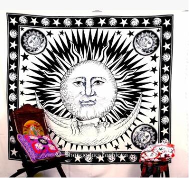 Bedding Outlet Colorful Tapestry Psychedelic Celestial Indian Sun Tapestry Hanging Throw Bohemian Door Curtain 150cm X 165 Cm