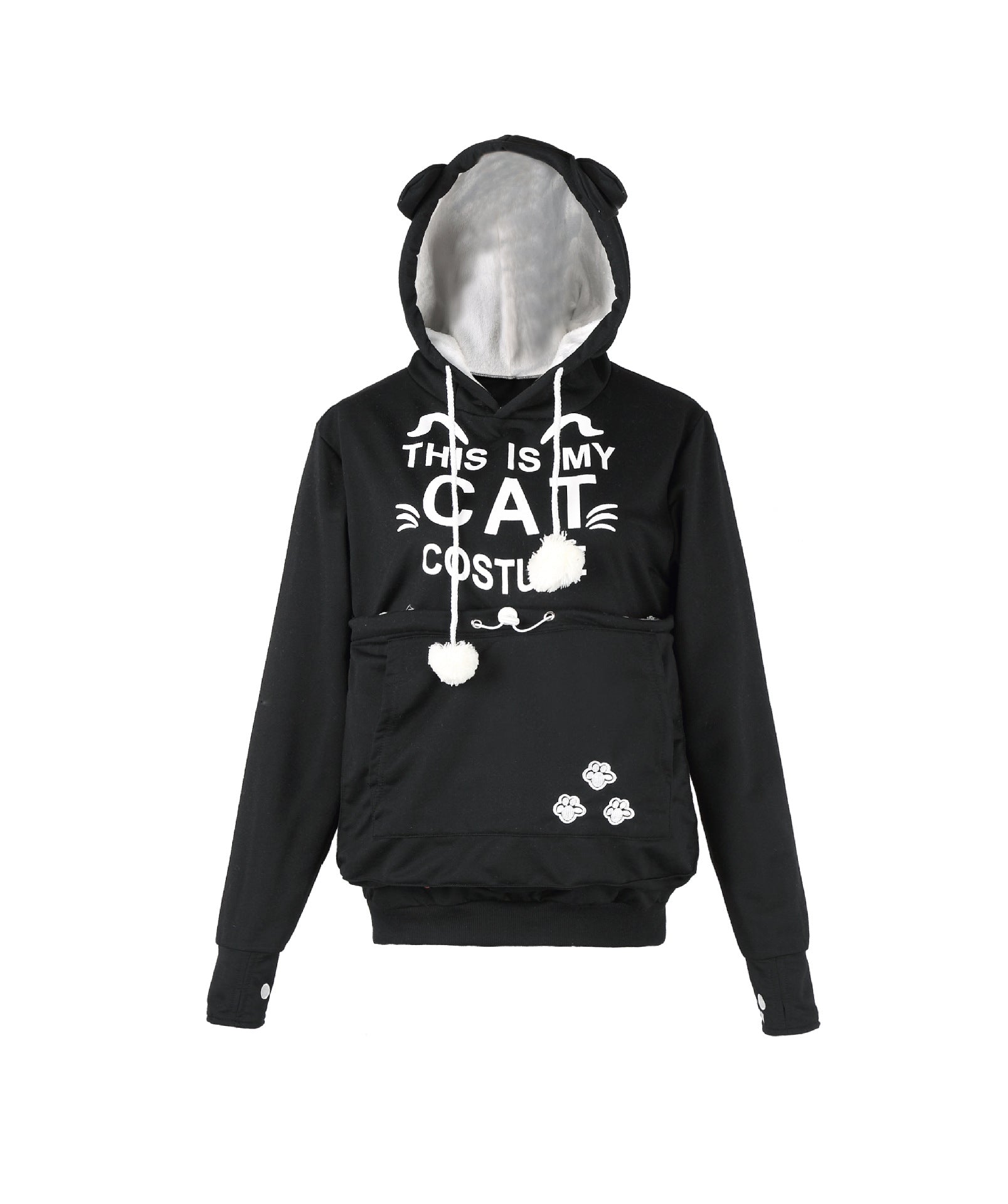 Cute Cat Print Long Sleeve Casual Hooded Sweatshirt