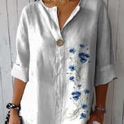 Chic V-Neck Long-Sleeve Printed Top